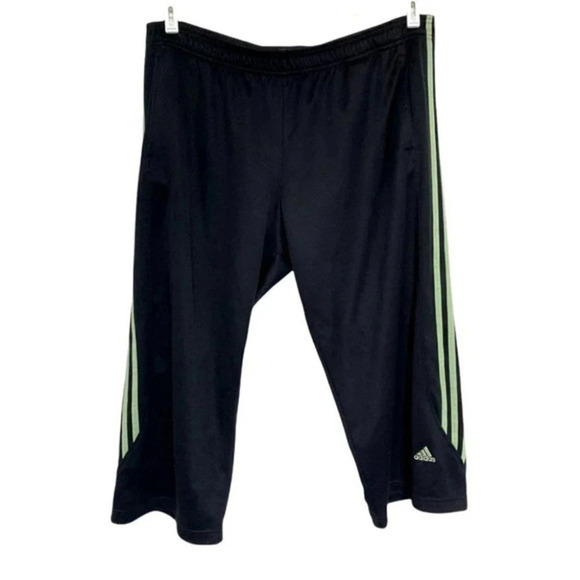 Adidas‎ XL athletic black capris with green stripes - Picture 1 of 4